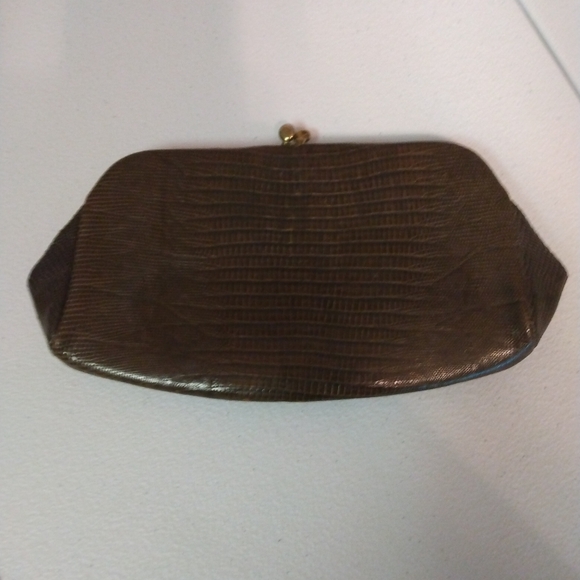 Lesco super chic vintage lizard genuine lizard skin small clutch in cognac EUC - Picture 5 of 11